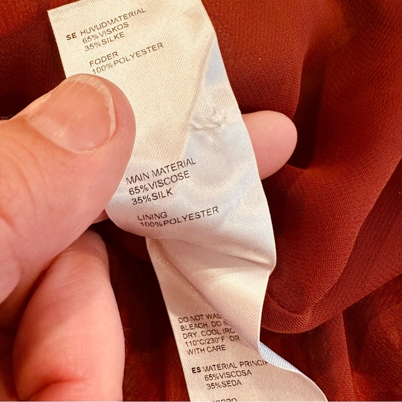 MARIMECKKO RUST RED SUMMER FALL DAY MIDI DRESS FLORAL PRINT FLOWER SUMMER XS - Picture 10 of 14